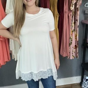 White lace trim High-Low Top